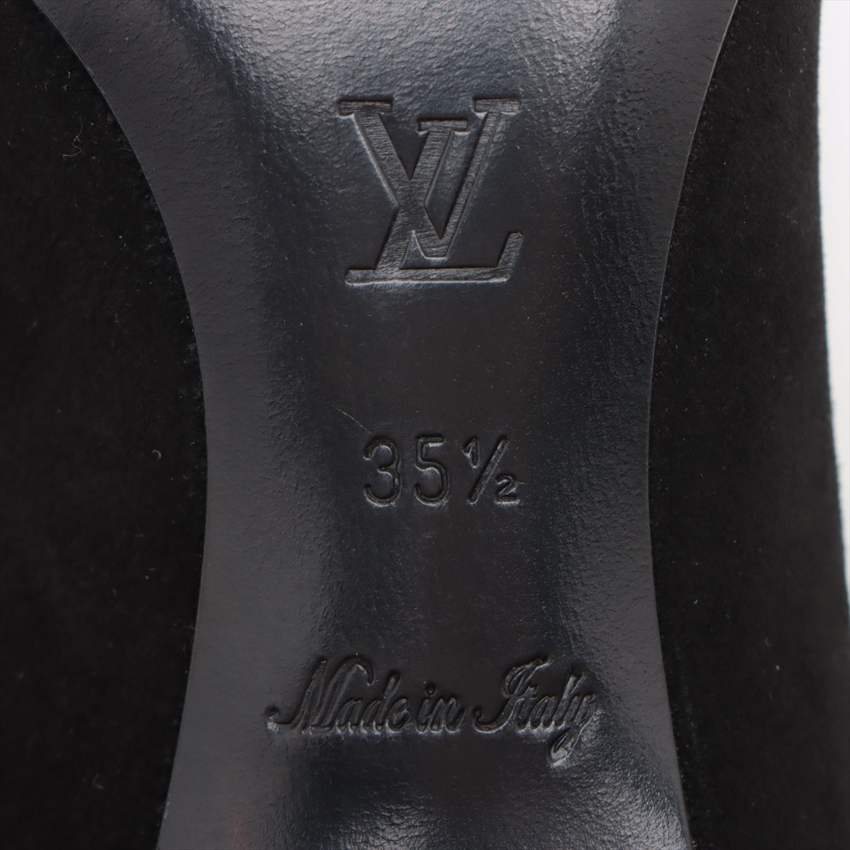 Louis Vuitton 16 Years Leather X Suede Pump 35 1/2  Black MA0126 LV Circle Logo