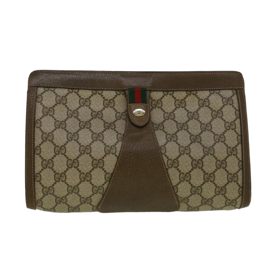 Luxury Gucci Trending 2025 GG Canvas Web Sherry Line Clutch Bag PVC Leather Beige Green