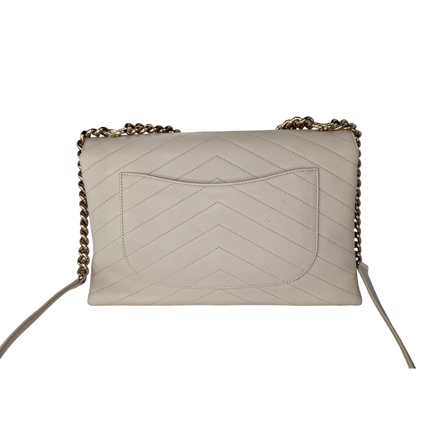Luxury Chanel Cream Chevron Leather Coco Envelope Shoulder Bag