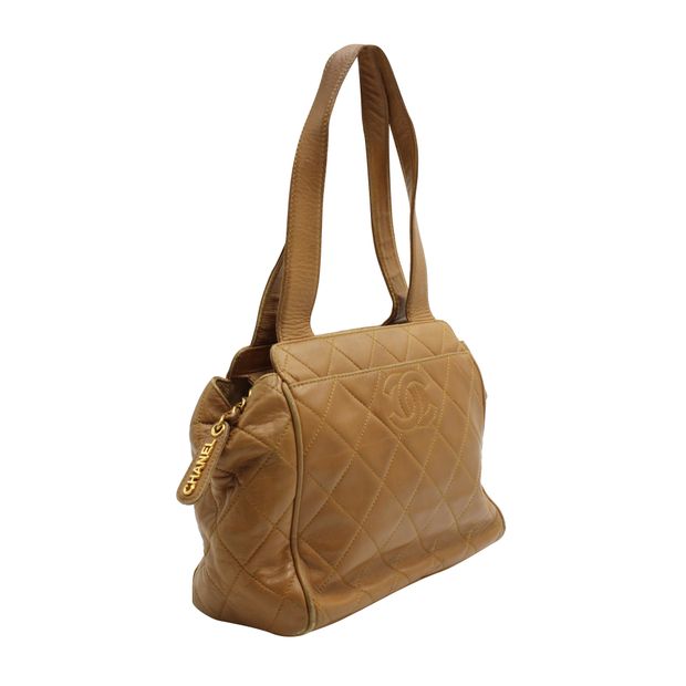 Luxury Chanel Vintage Tan Quilted Shoulder Bag