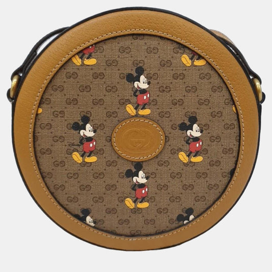 Luxury Gucci Trending 2025 Beige GG Canvas Disney Round Crossbody Bag