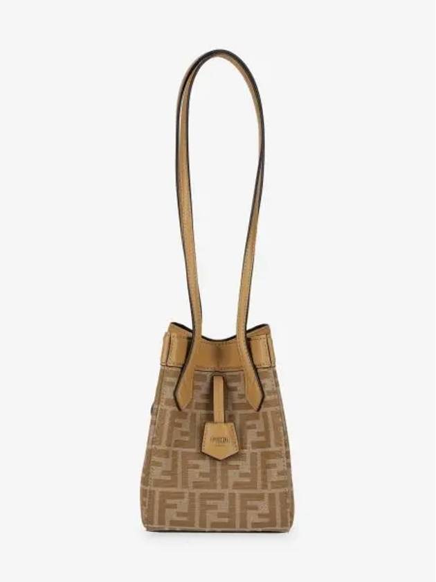 Luxury Fendi Origami FF Jacquard Mini Shoulder Bag Beige
