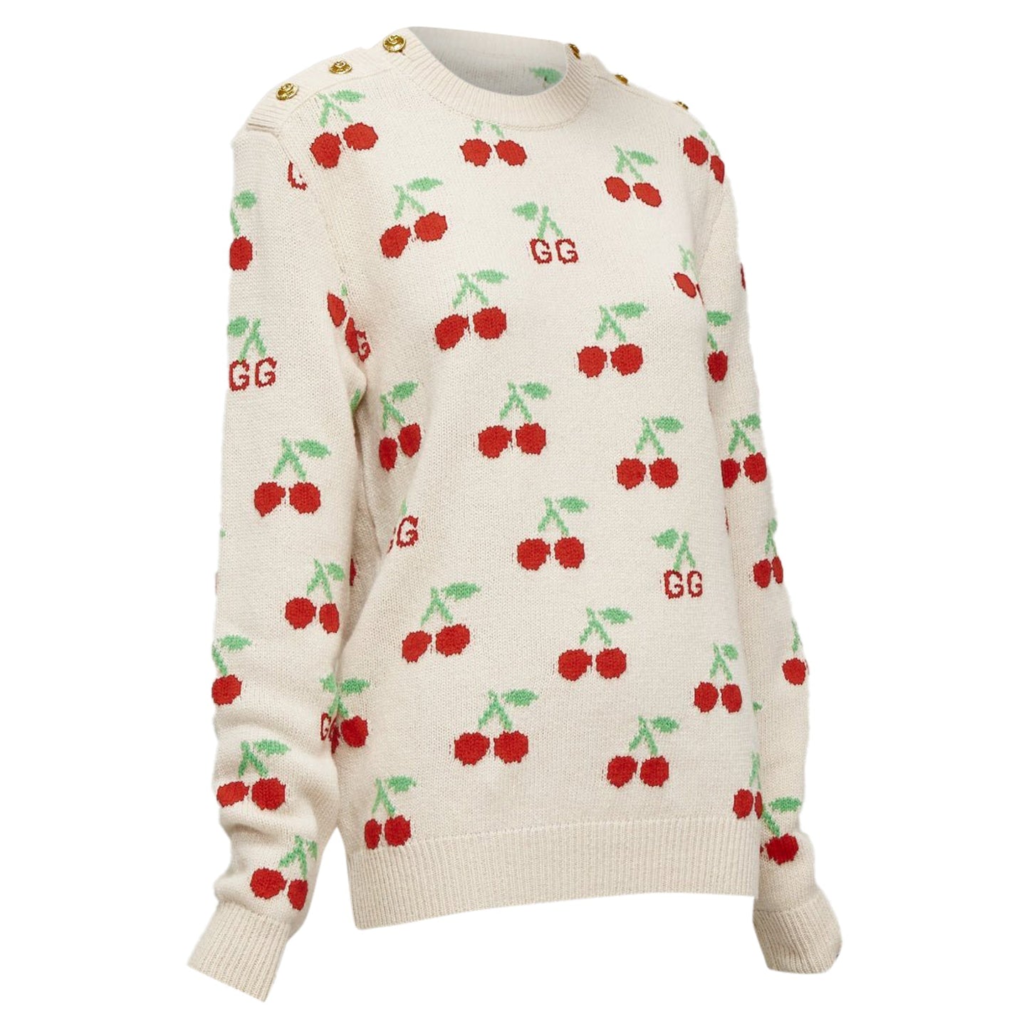 Gucci GG logo Cherries crew long sleeves sweater