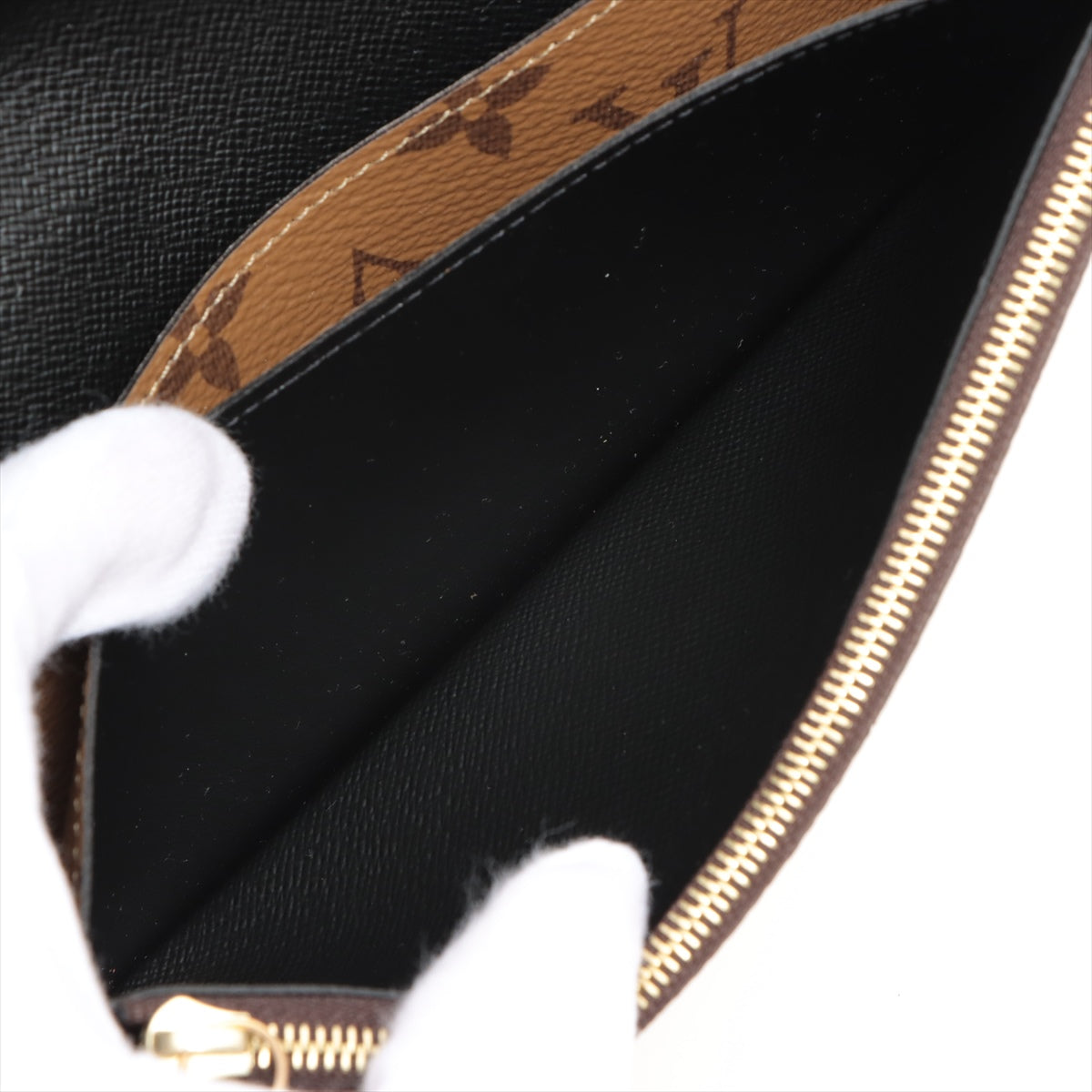 Louis Vuitton Monogram Reversee Portefolio Emily M82157 BlackBrown Long   Wallet