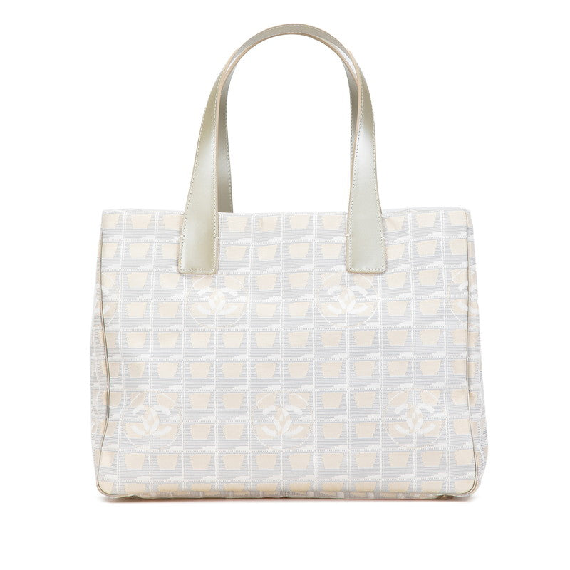 Chanel Nylon Leather Tote Bag Beige Gray