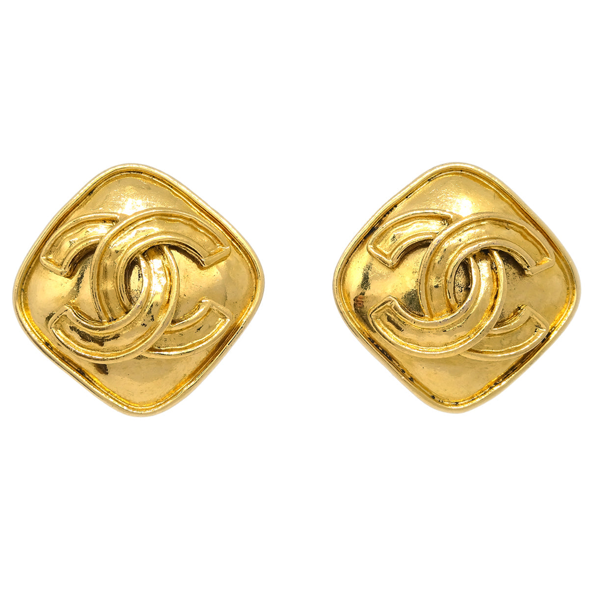 Chanel Rhombus Earrings Clip-On Gold 94P
