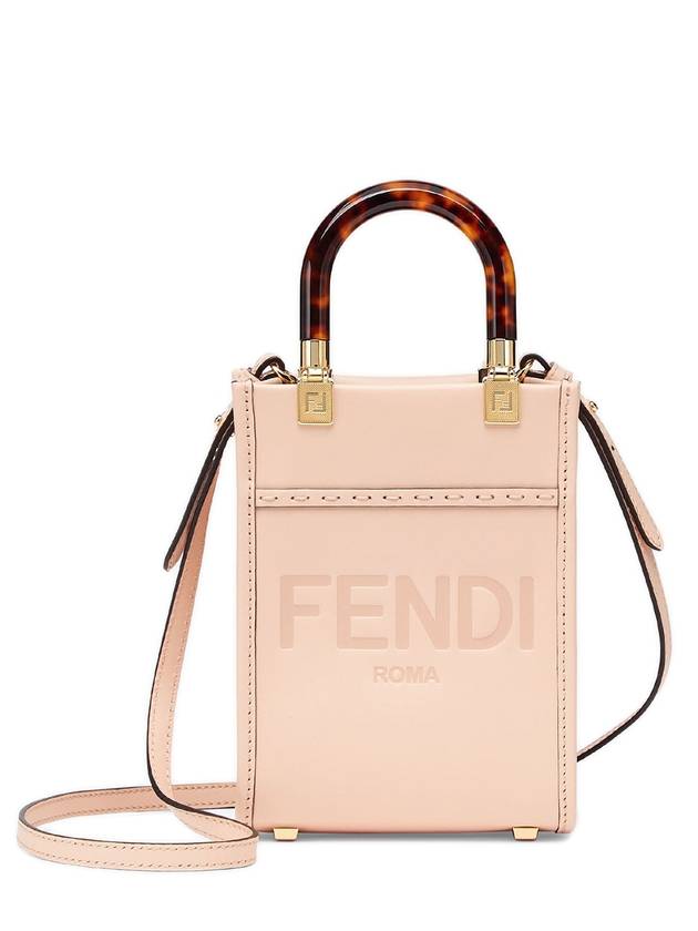 Luxury Fendi Sunshine Shopper Small Leather Tote Bag Pink