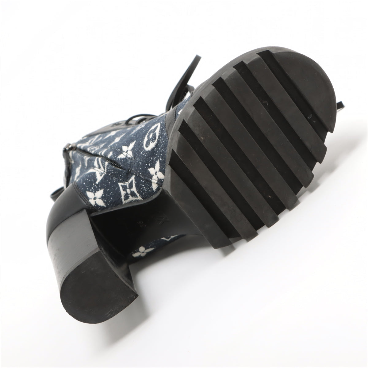 Louis Vuitton 21  Canvas x Leather Short Boots 36  Black x Navy MA1201 Monogram Lining Tree