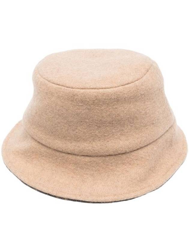Luxury Fendi FF Logo Wool Bucket Hat Camel