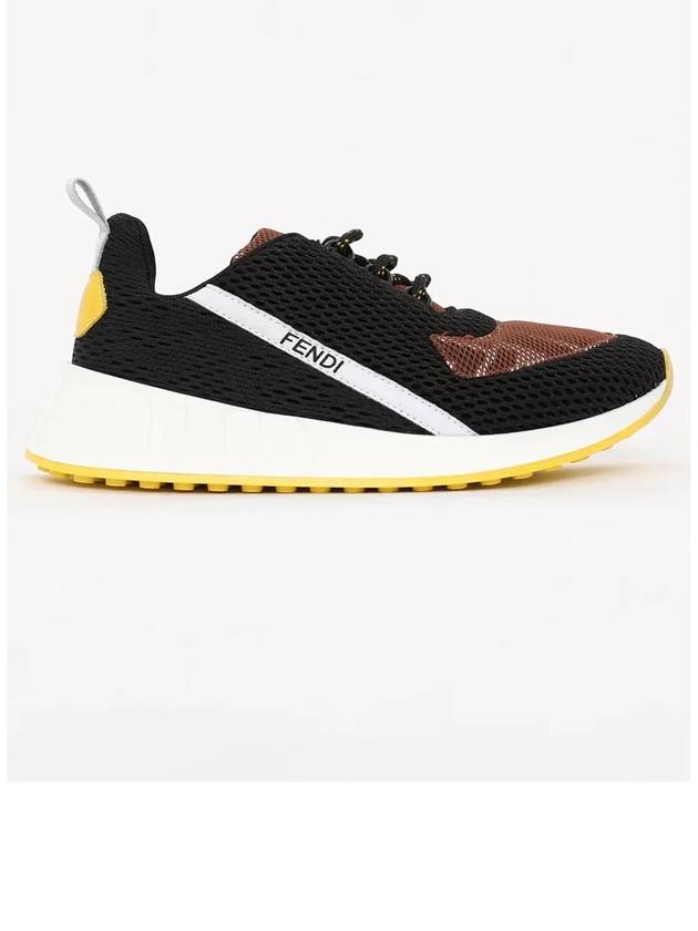 Luxury Fendi Kids Logo Mesh Low Top Sneakers Black