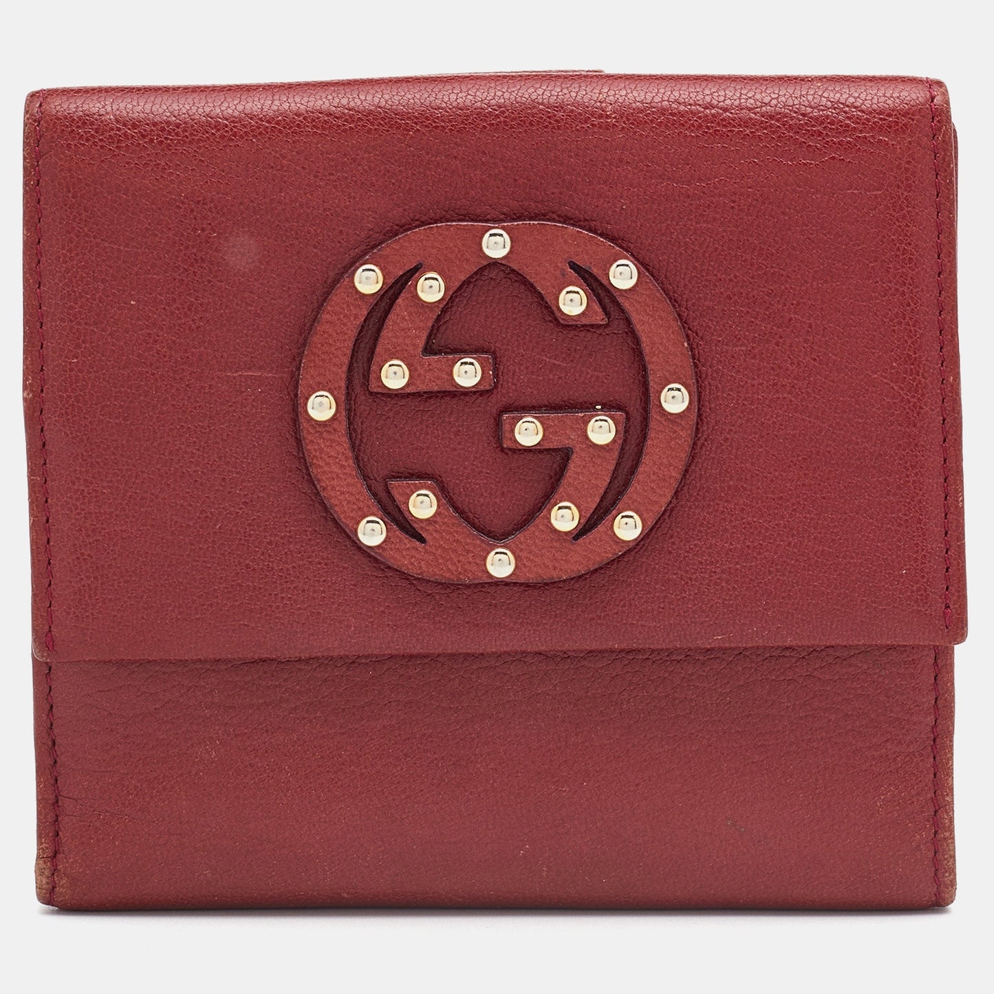 Luxury Gucci Trending 2025 Burgundy Leather GG Interlocking French Wallet