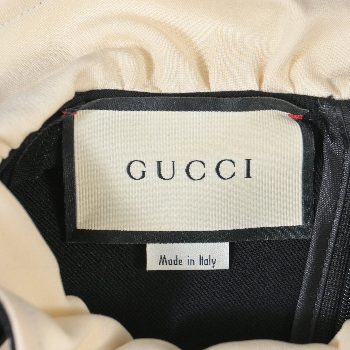 Luxury Gucci Trending 2025 Ruffled-Bib Dress in Black Wool