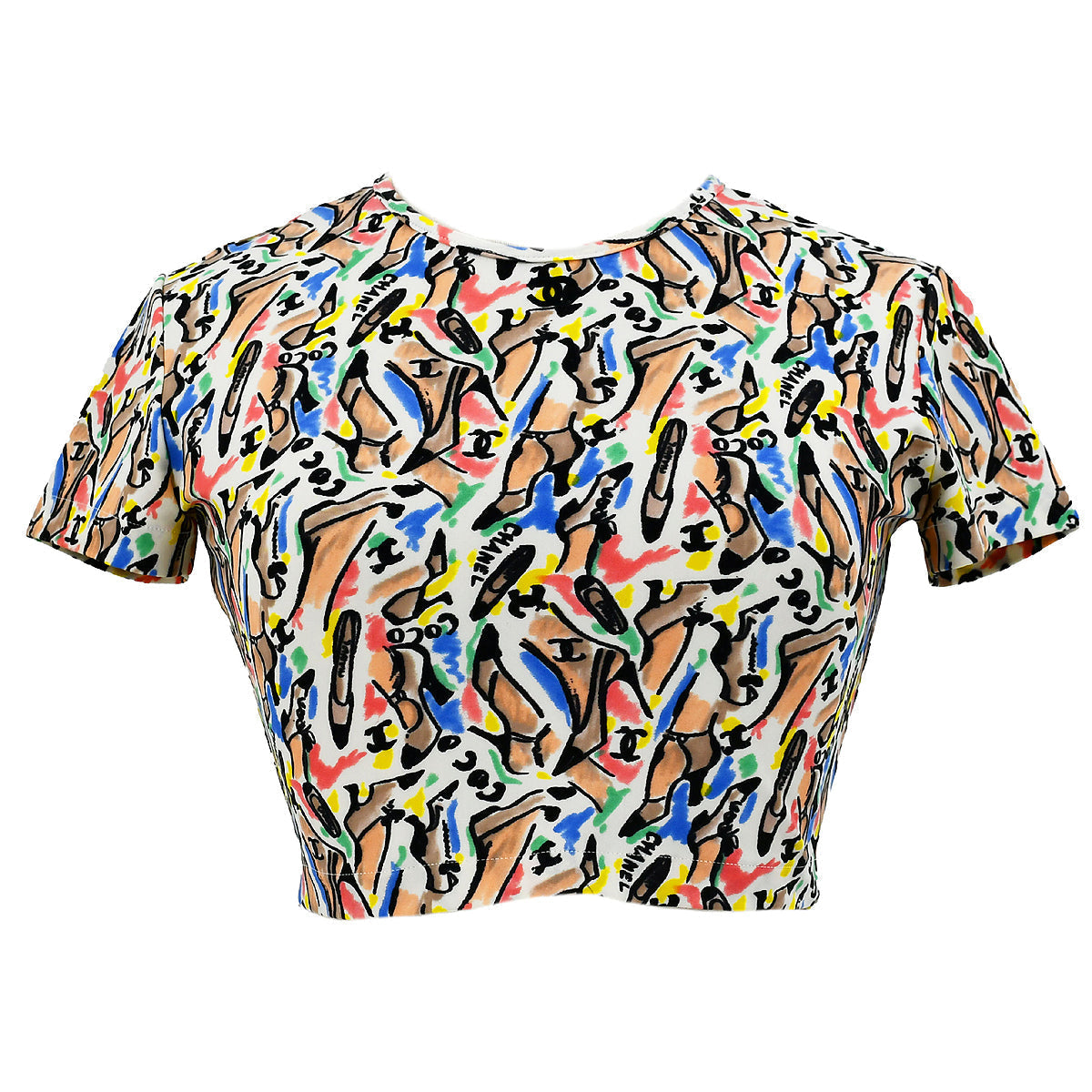 Luxury Chanel 1995 spring shoe-print cropped T-shirt #40