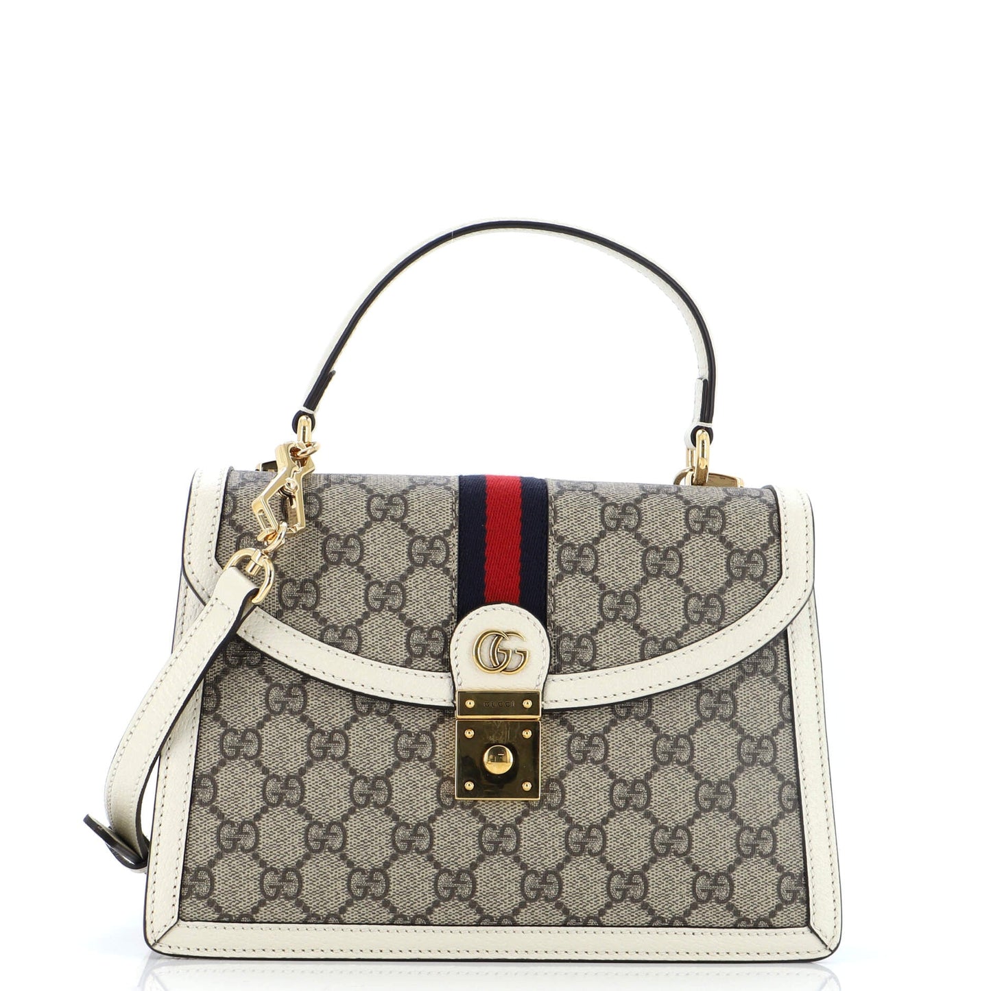 Luxury Gucci Trending 2025 Ophidia Flap Top Handle Bag GG Coated Canvas Small