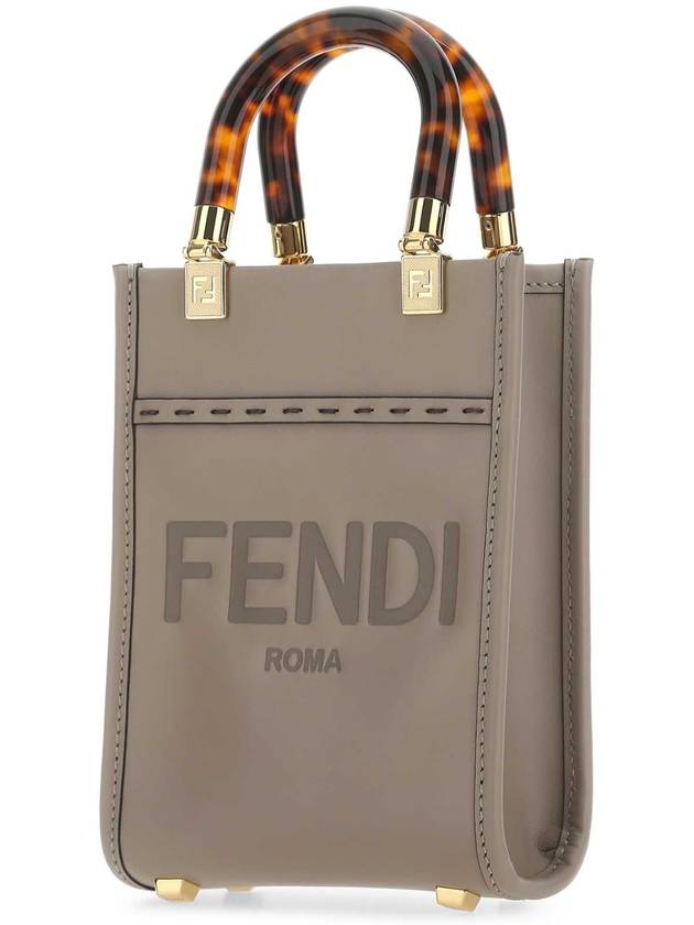 Luxury Fendi Sunshine Shopper Small Leather Tote Bag Beige