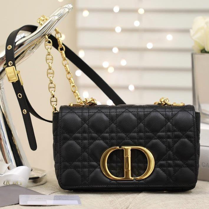 Luxury DiorSMALL CARO BAG BALCK SUPPLE CANNAGE CALFSKIN
