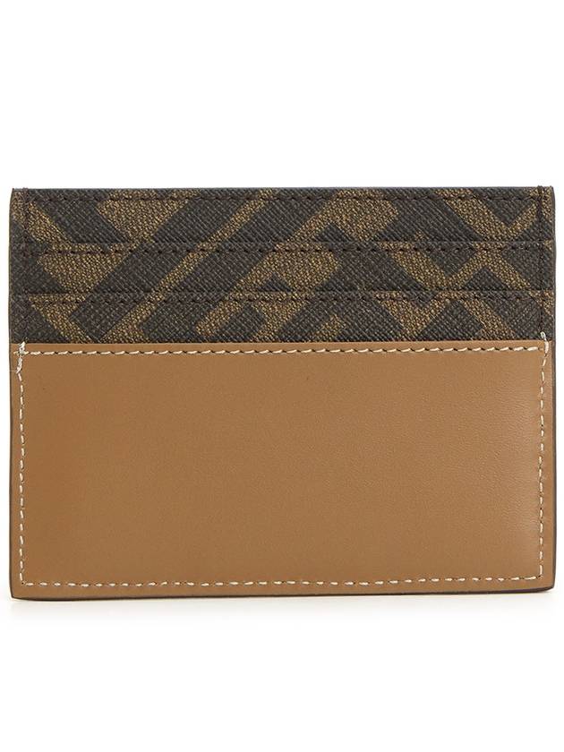 Luxury Fendi FF square leather card wallet beige