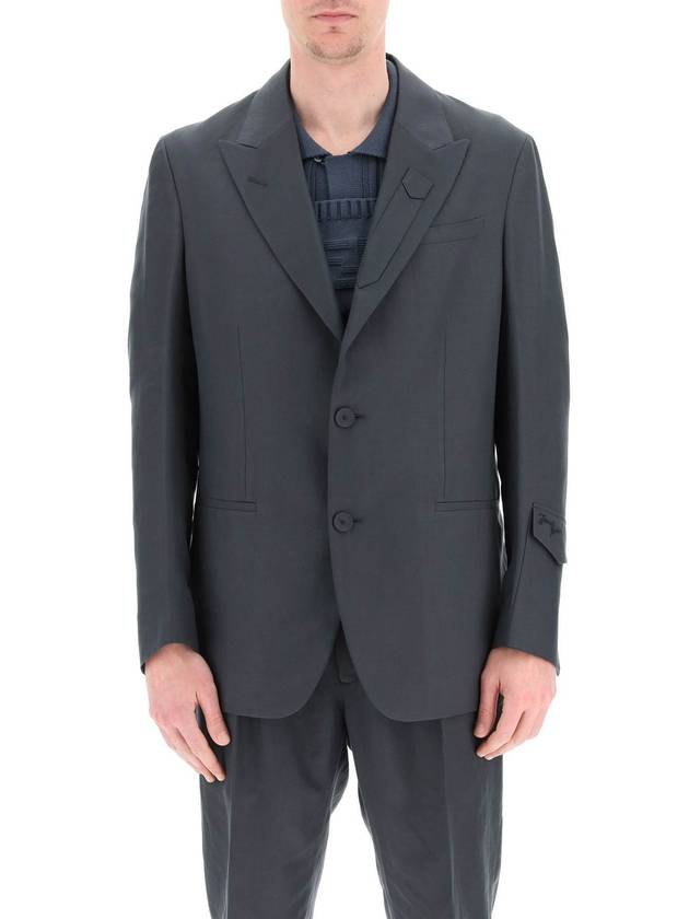 Luxury Fendi Men's Linen Blend Blazer Jacket Grey