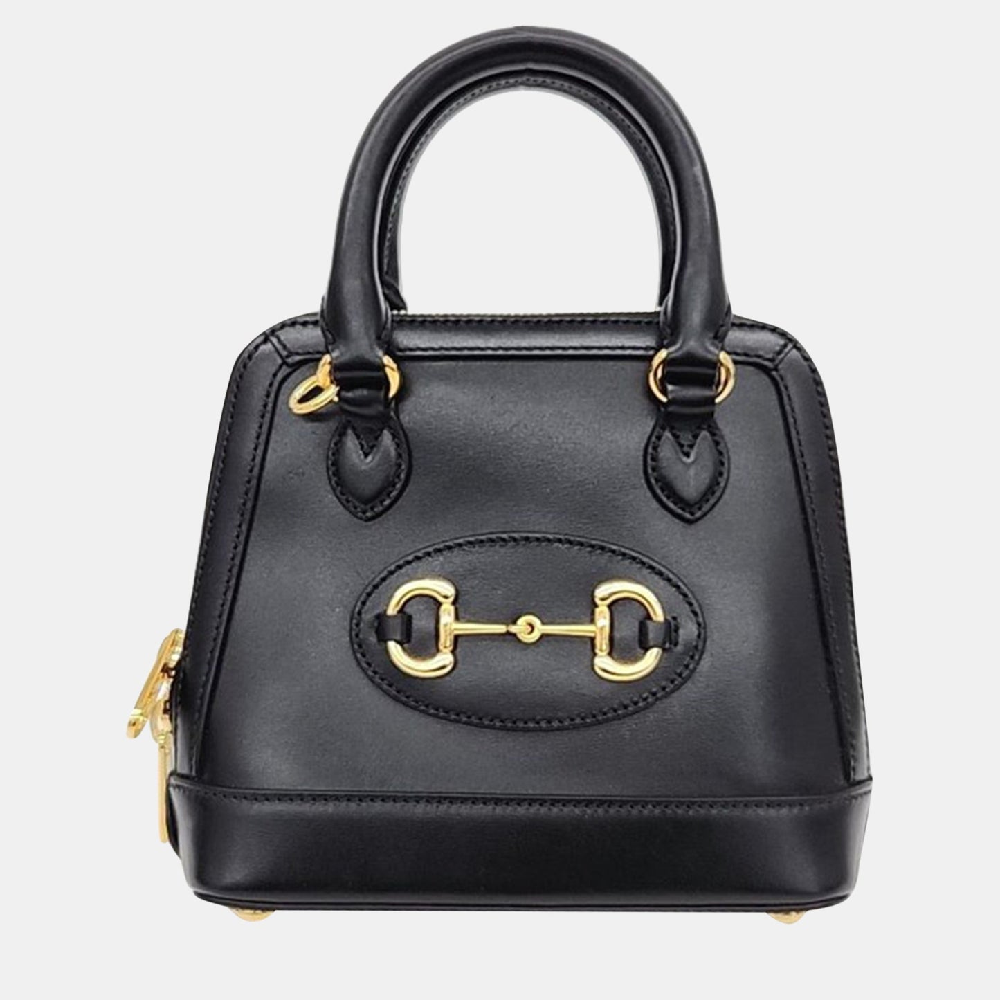Luxury Gucci Trending 2025 Black Leather Horsebit 1955 Mini Top Handle Bag