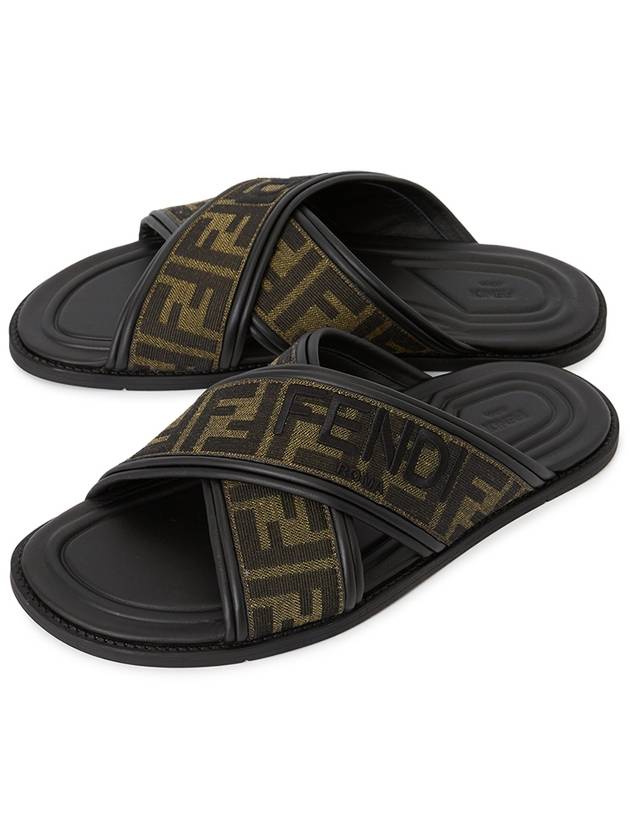 Luxury Fendi FF Logo Slipper Brown
