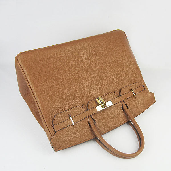 Luxury Hermes Birkin 35cm Togo Leather Handbags 6099 Light Coffee Golde