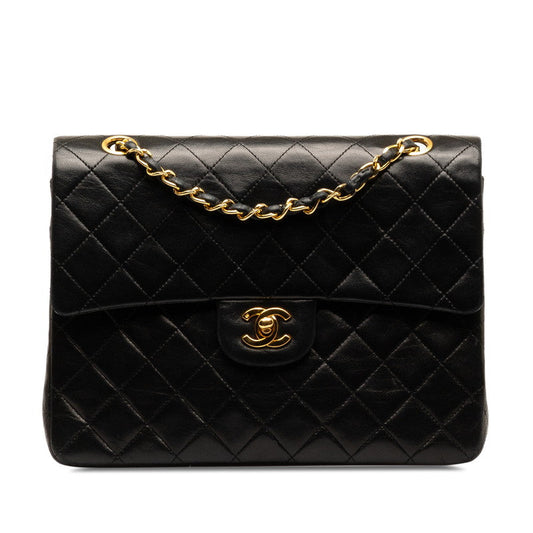 Chanel Mattrase 25 Coco Double Flap Chain Shoulder Bag Black G   CHANEL