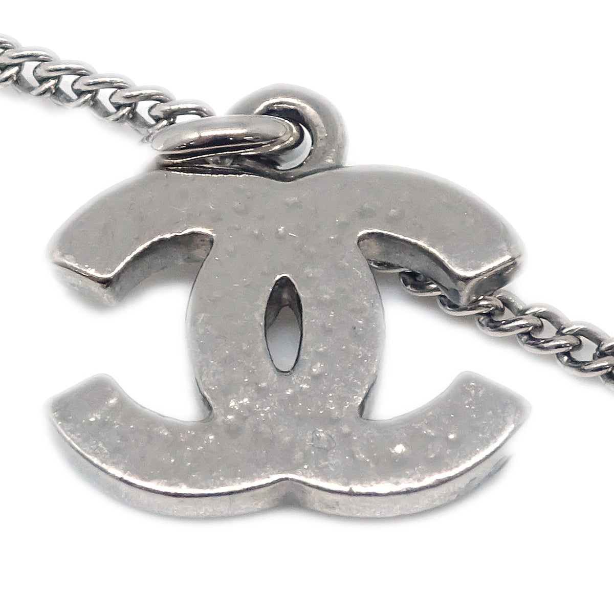 Chanel Silver Necklace Pendant Rhinestone 08V