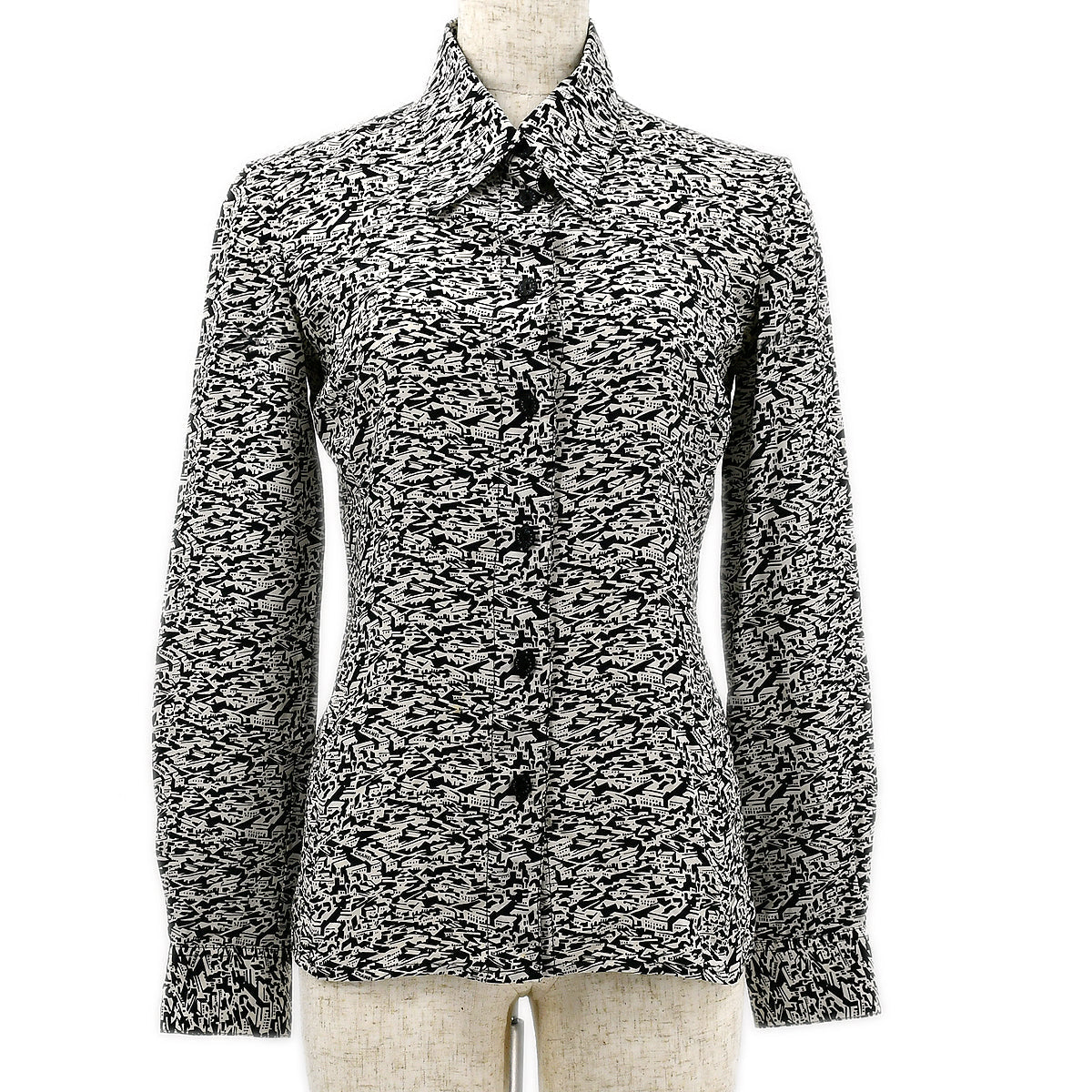 Luxury Chanel 2003 cruise city-print silk shirt #34