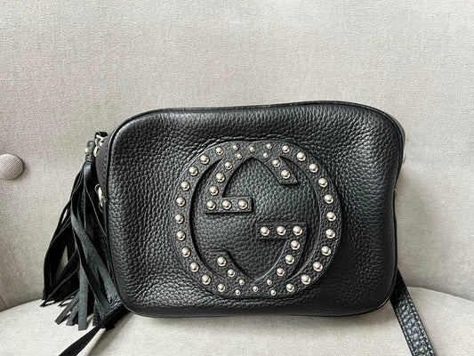 Luxury Gucci Trending 2025 Black Studded Soho Disco