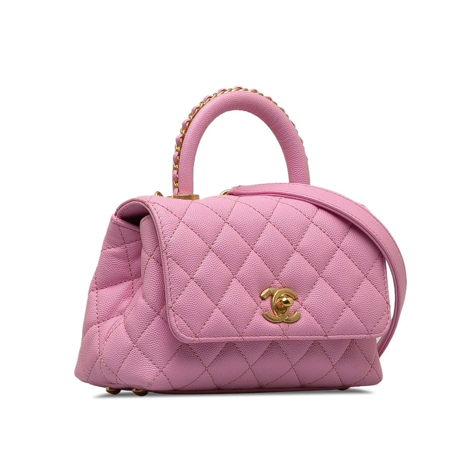 Luxury Chanel Coco Handle Mini Pink Caviar Gold