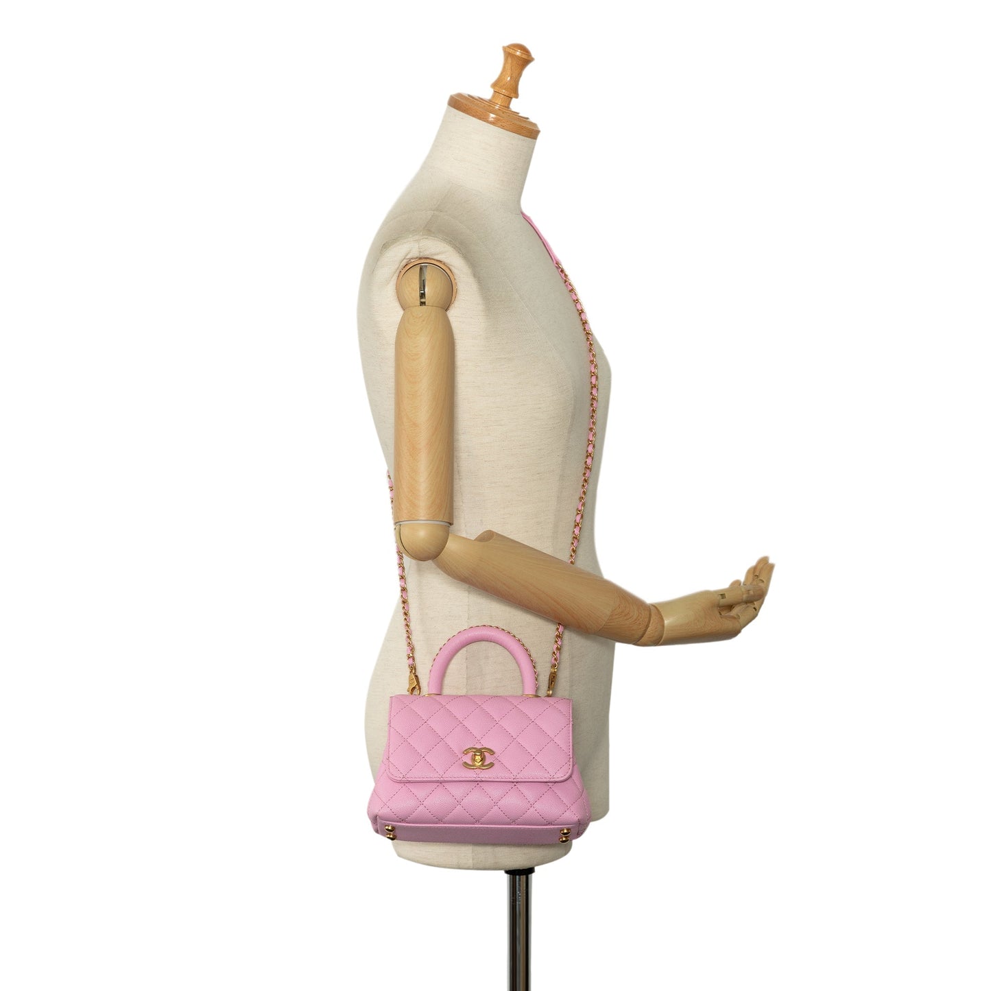 Luxury Chanel Coco Handle Mini Pink Caviar Gold