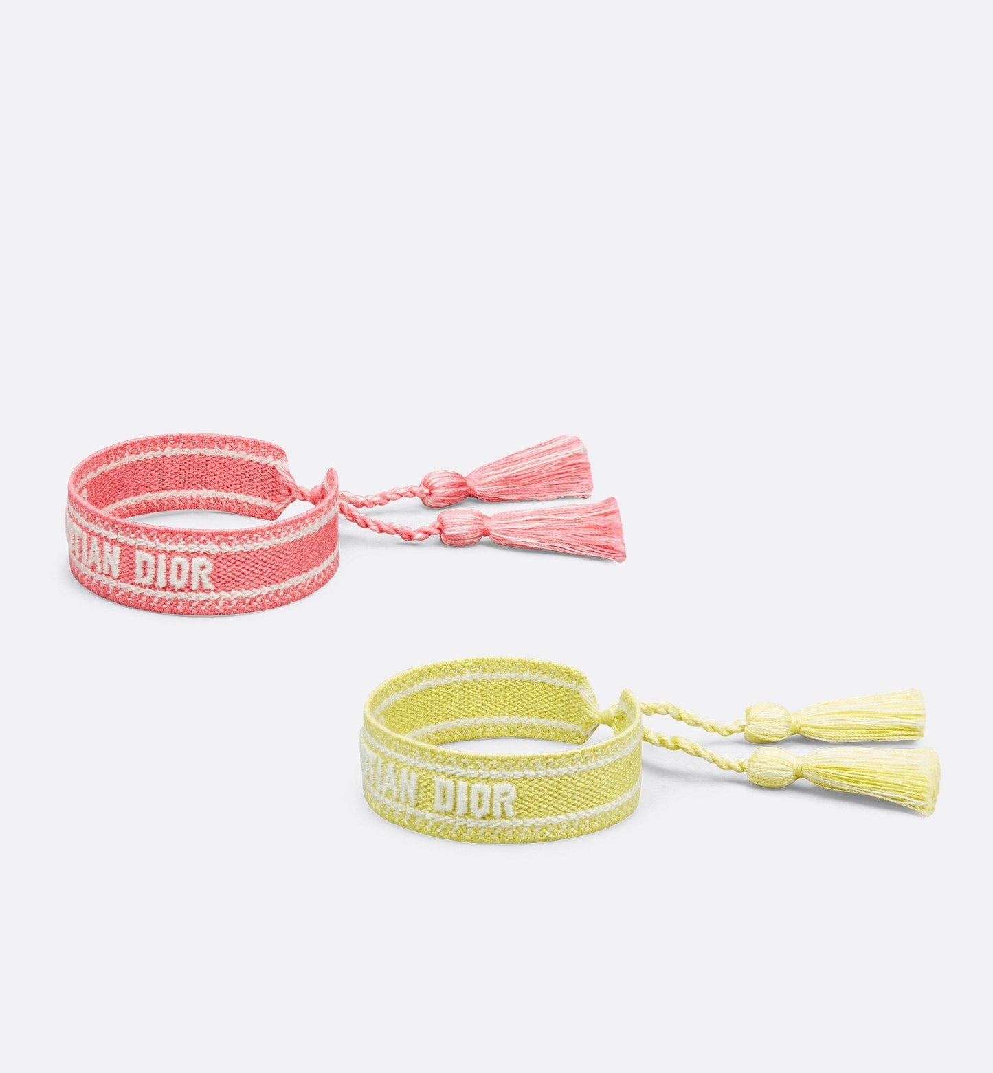 Luxury Dioriviera Christian Luxury Dior Bracelet Set Candy Pink And Lemon Yellow Cotton