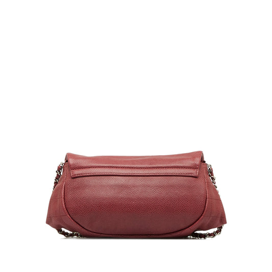 CHANEL Caviar CC Half Moon Flap Crossbody Bag