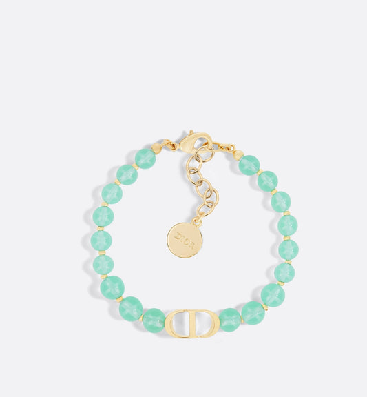 Luxury Dioriviera 30 Montaigne Bracelet Gold Finish Metal And Aquamarina Resin Pearls