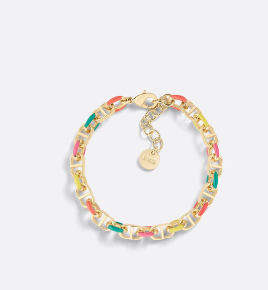 Luxury Dioriviera Petit Cd Bracelet Gold Finish Metal And Multicolor Lacquer