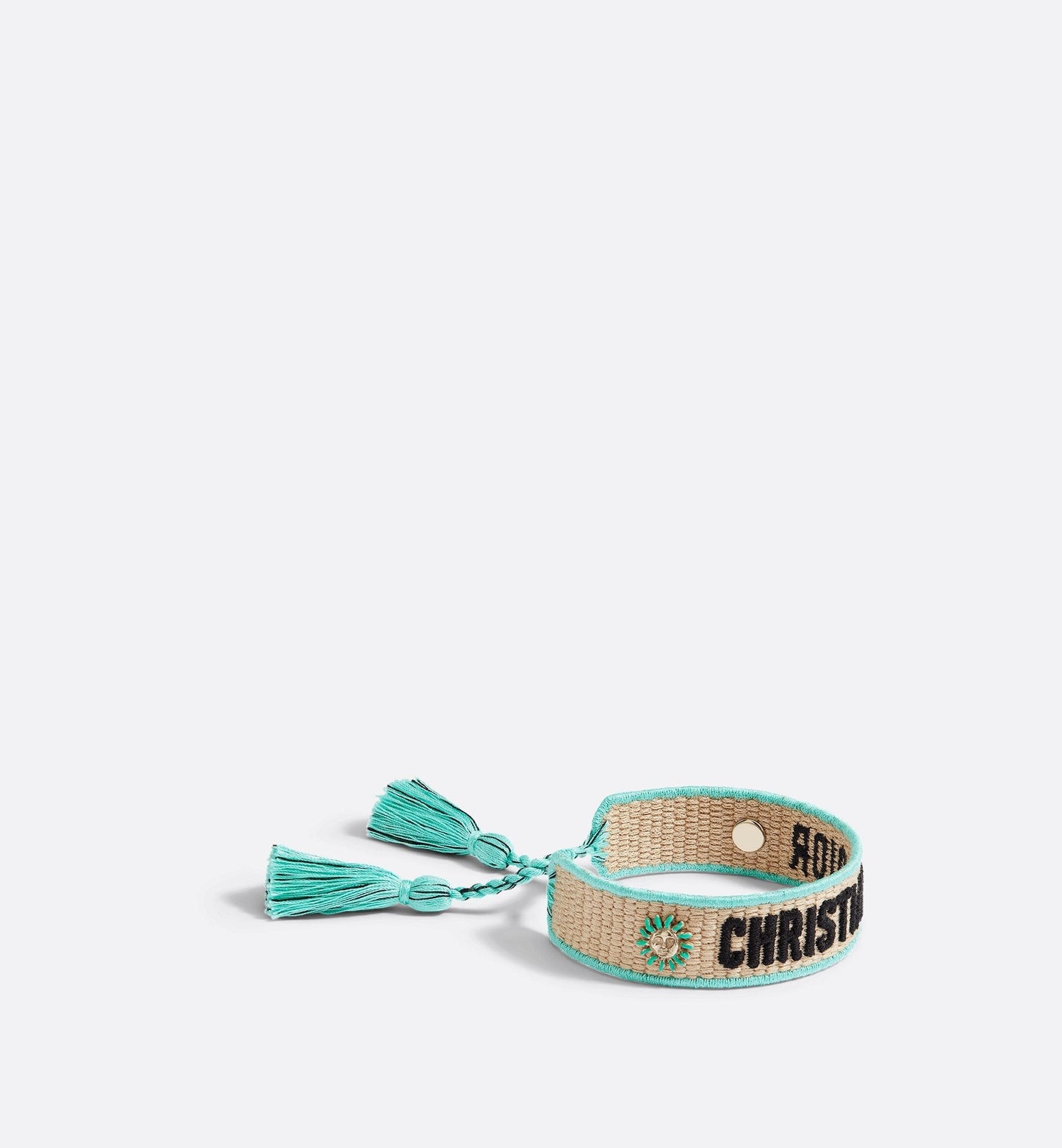 Luxury Dioriviera Christian Luxury Dior Bracelet Natural Raffia Effect Cotton, Gold-Finish Metal And Aquamarina Lacquer