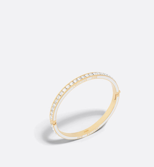 Luxury Dior Night Code Bangle Gold Finish Metal White Crystals And White Lacquer