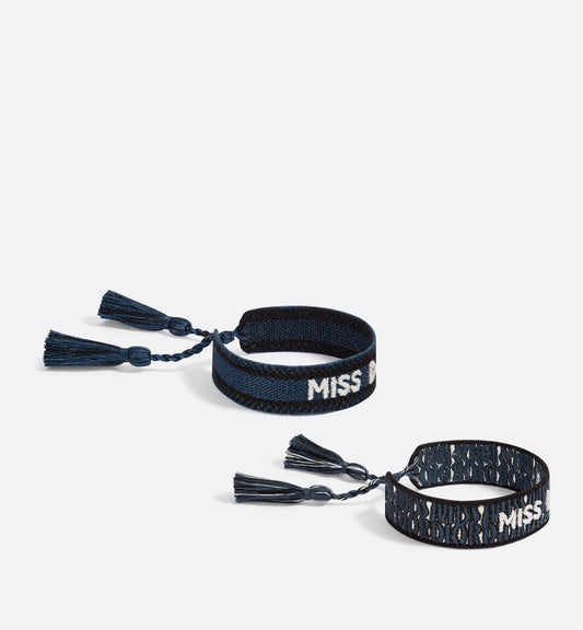 Miss Luxury Dior Bracelet Set Deep Blue Allover Cotton
