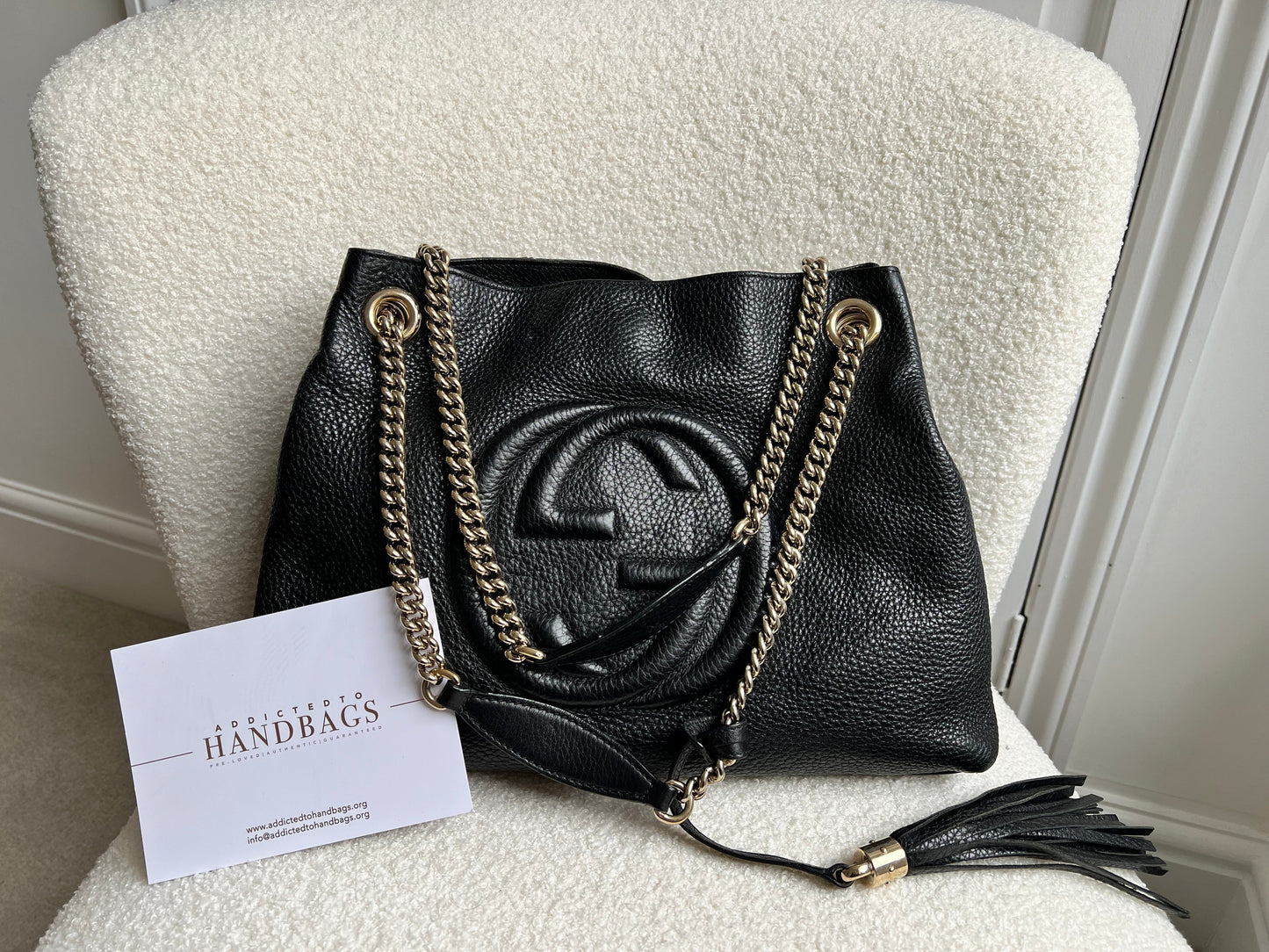 Luxury Gucci Trending 2025 Black Soho Chain Tote