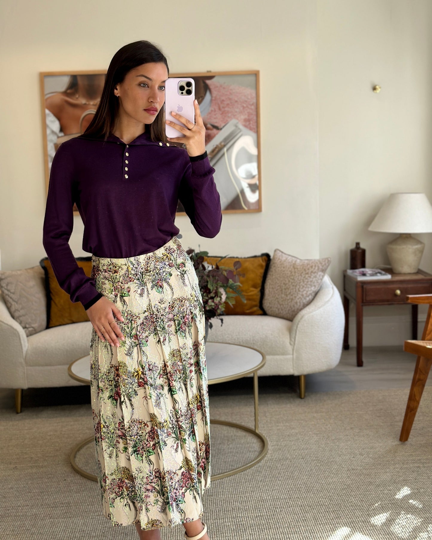Luxury Gucci Floral Bouquet Print with Crystals Skirt IT 38 (UK 6)  2250