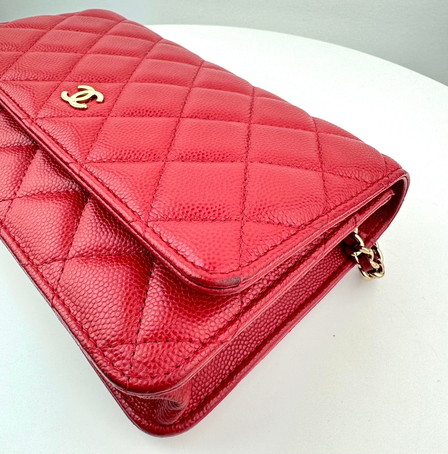 Chanel Classic Caviar on Chain red