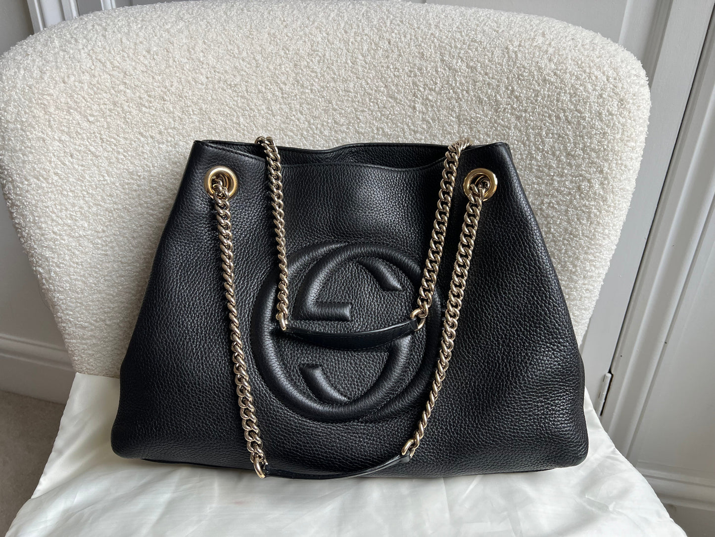 Luxury Gucci Trending 2025 Black Soho Chain Tote