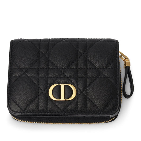 Luxury Dior Caro Compact Zipped Wallet