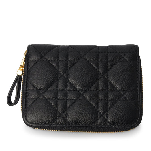 Luxury Dior Caro Compact Zipped Wallet