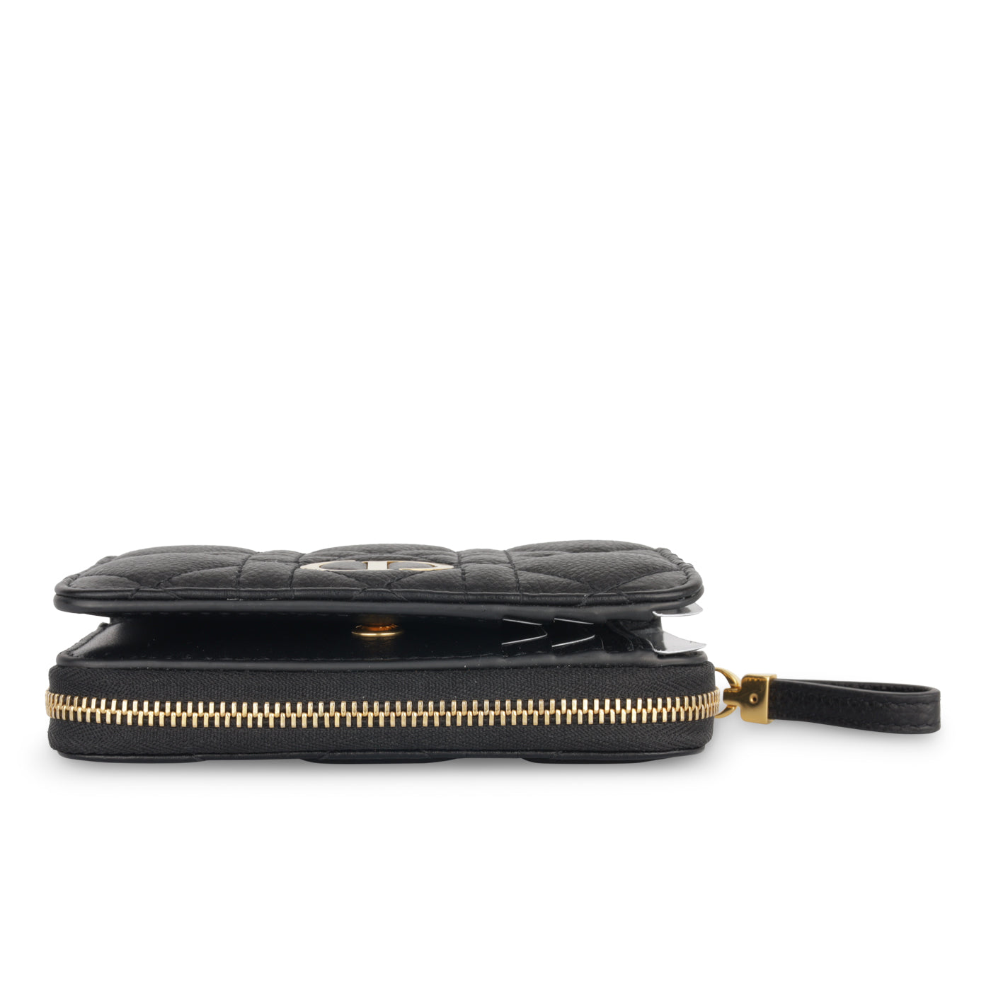 Luxury Dior Caro Compact Zipped Wallet