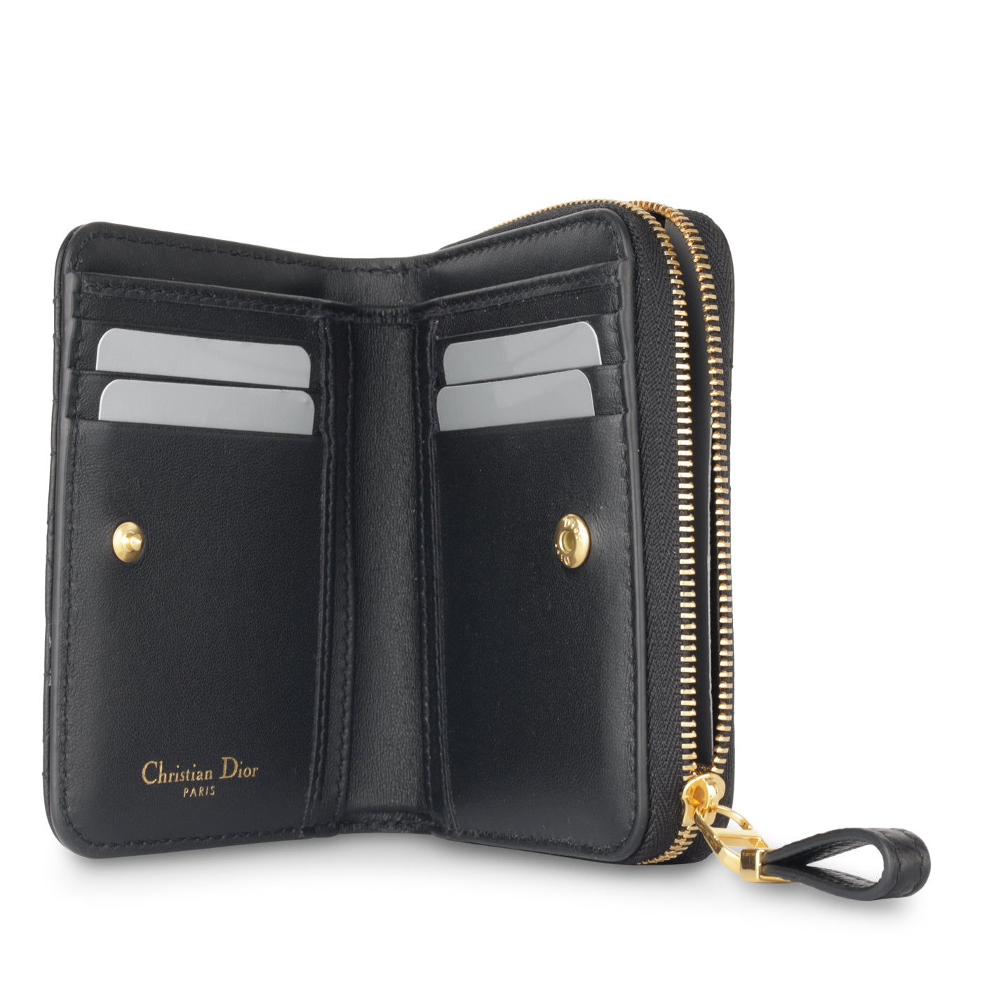 Luxury Dior Caro Compact Zipped Wallet