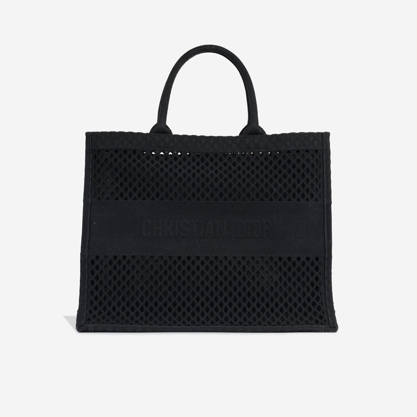 Luxury Dior Large Book Tote - Black Mesh