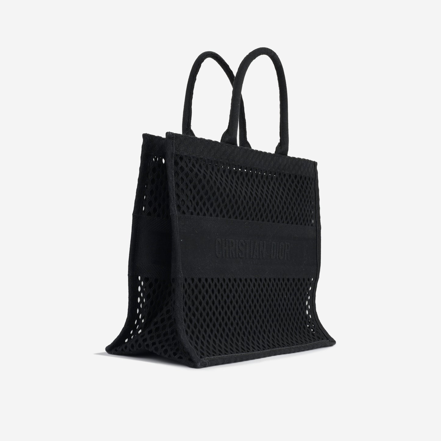 Luxury Dior Large Book Tote - Black Mesh