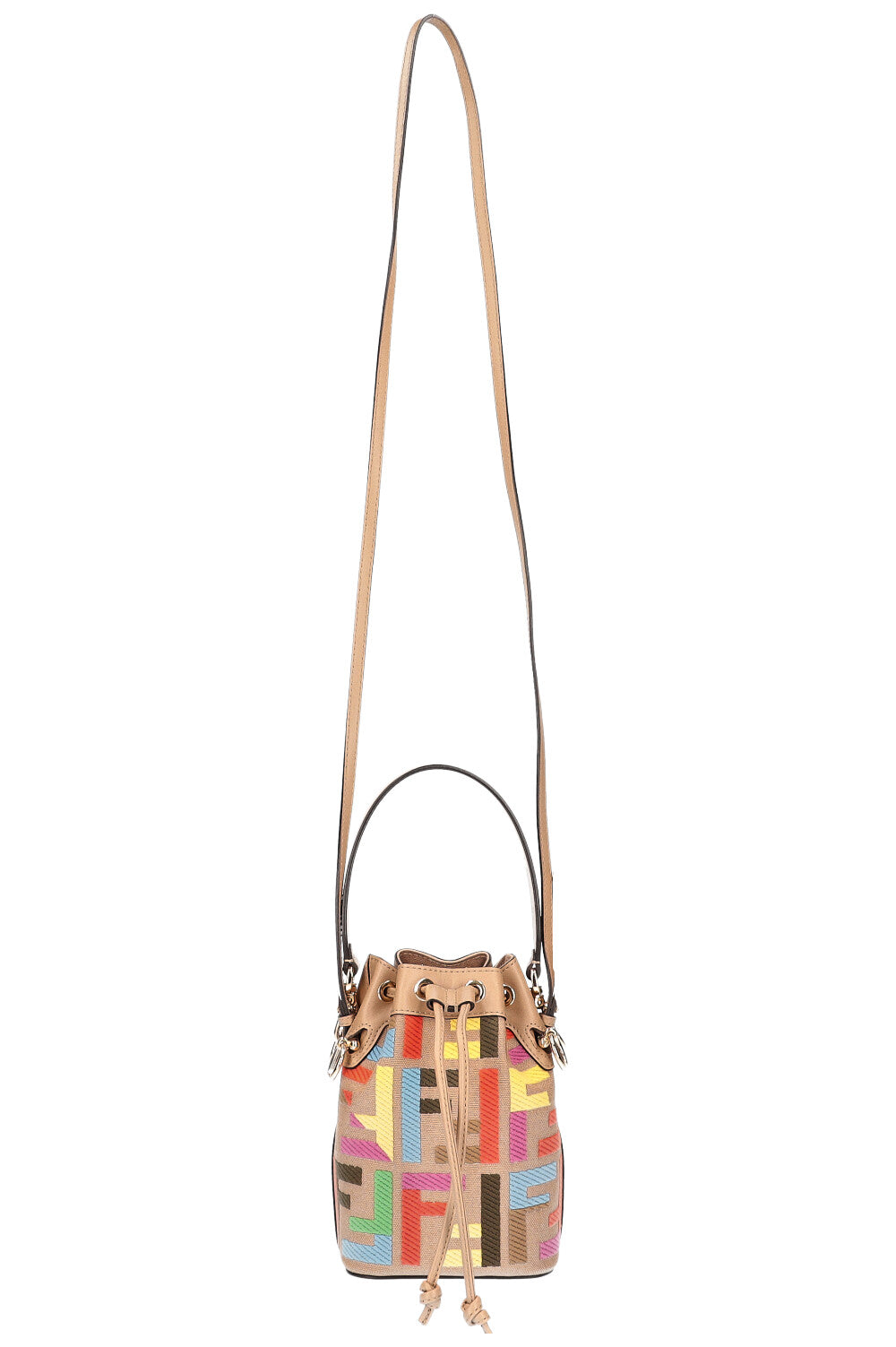 Luxury Fendi Mon Tresor Bucket Bag Canvas FF Embroidery Multicolor