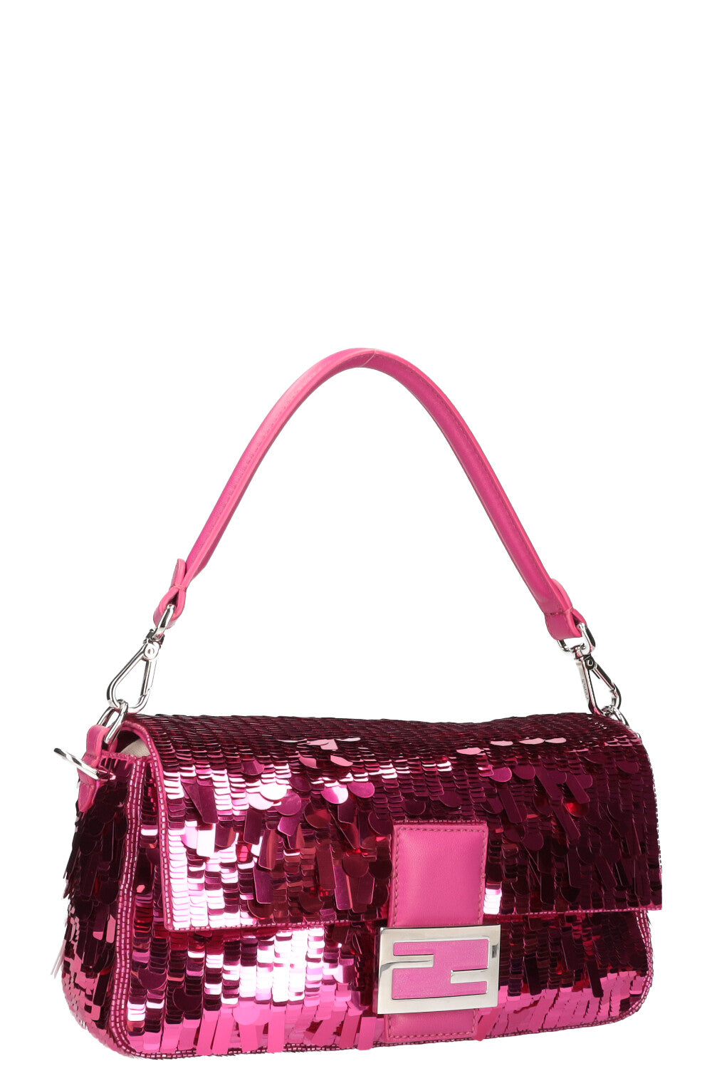 Luxury Fendi Iconic Medium Baguette Sequin Pink